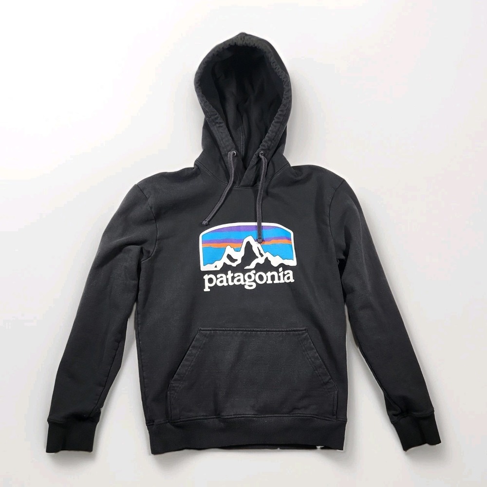 Patagonia Adult Black P-6 Logo Hoodie Size Small Pullover Sweatshirt